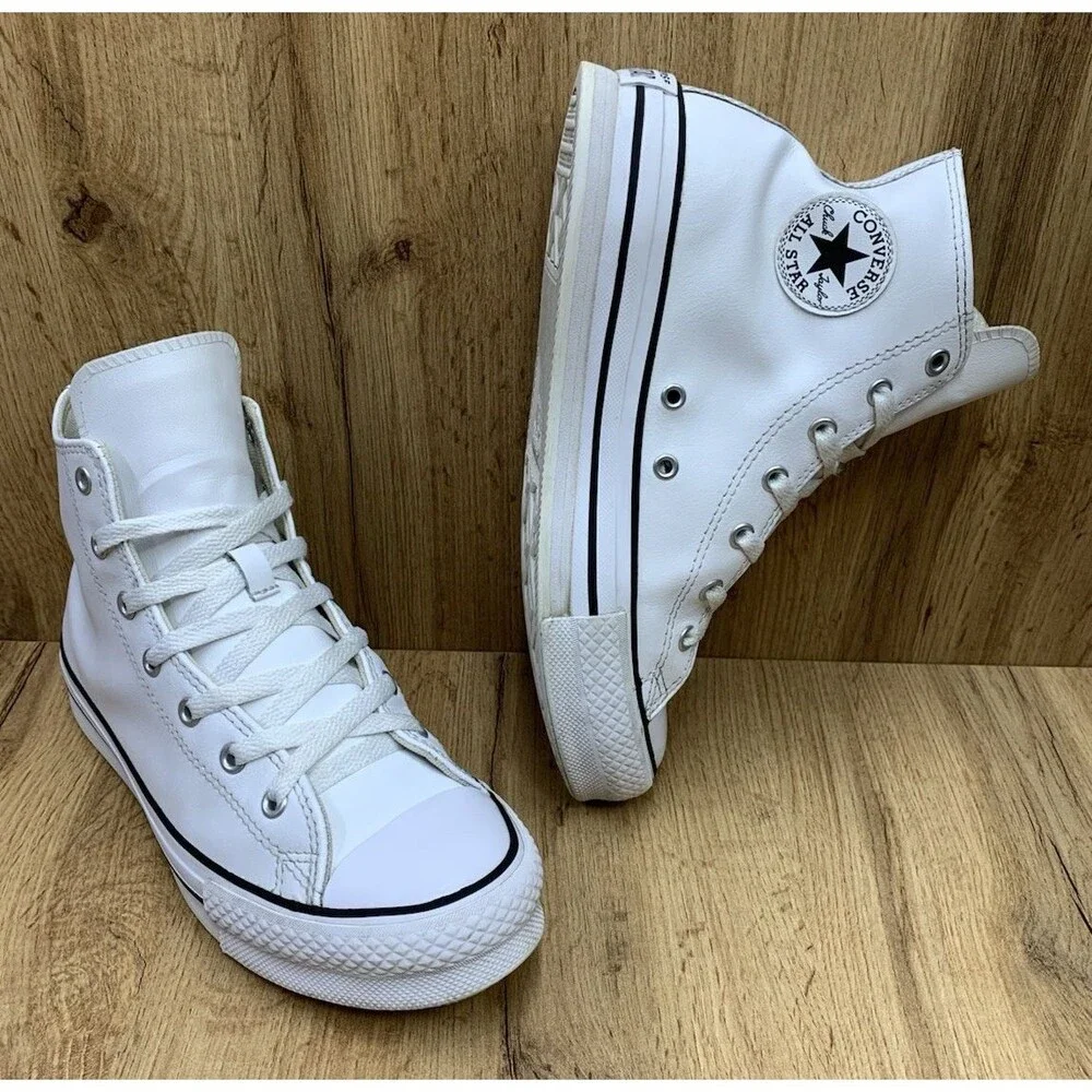 Converse Chuck Taylor All Star Leather High Top White Kids Size 6 A02486C